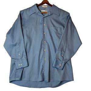 Geoffrey Beene Light Blue Long Sleeve Sateen Dress Shirt Size XL Button Up